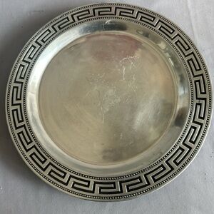 Wilton Armetale Silver Charger with Greek Key Pattern